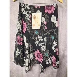 Vtg Y2K 2000s Luna Chix Handkerchief Whimsigoth Midi Skirt Sz M Floral‎ Pull On